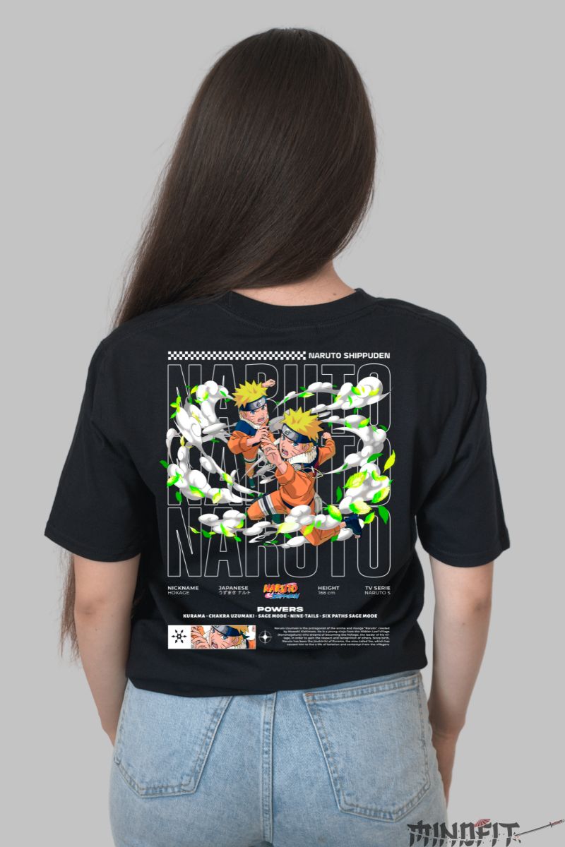 Tricou Anime Naruto To The Double dama negru spate