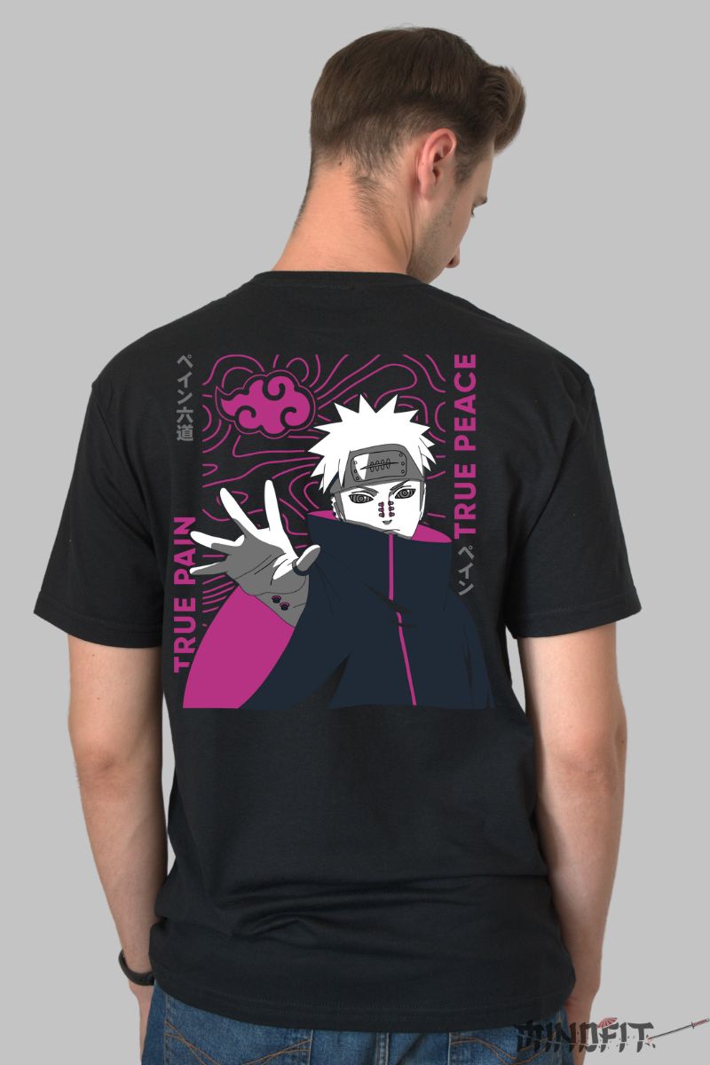 Tricou Anime Naruto True Pain barbat negru spate