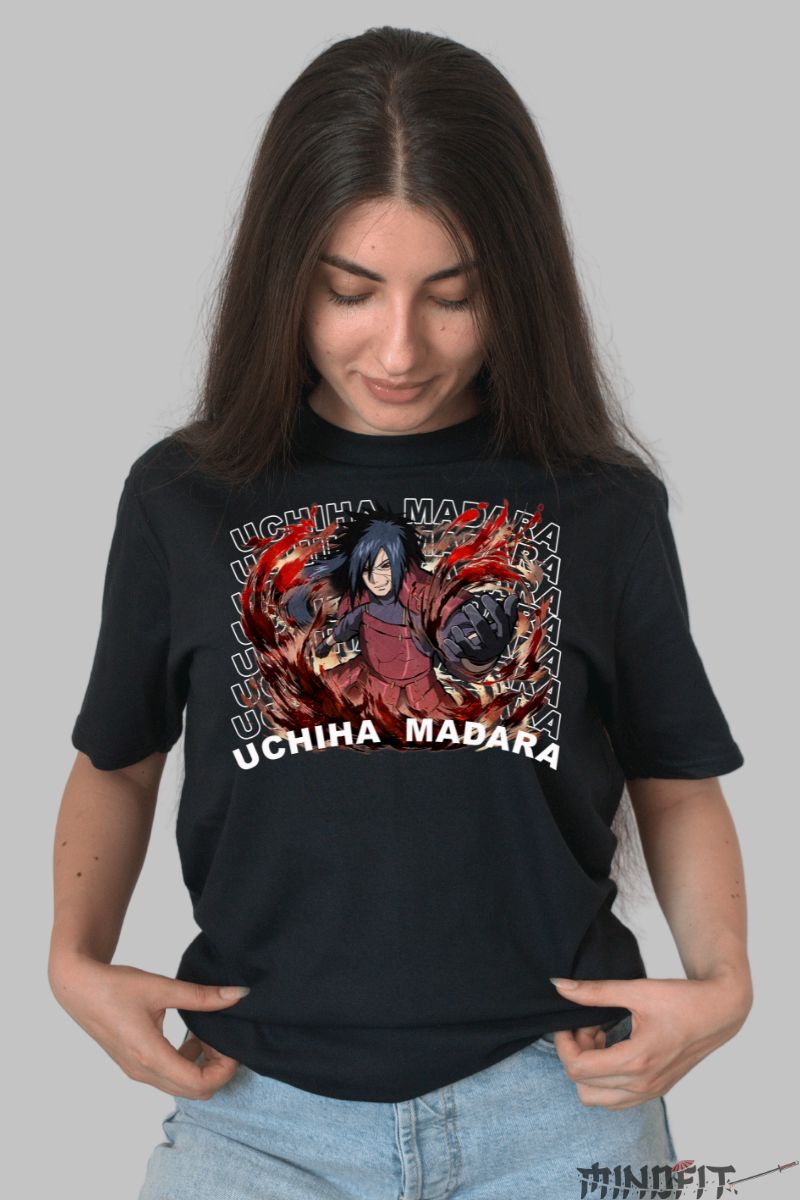 Tricou Anime Naruto Uchiha Madara dama negru fata