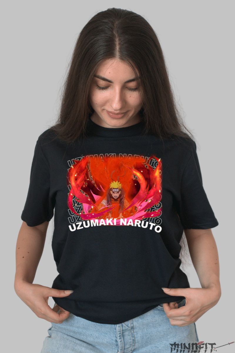 Tricou Anime Naruto Ultimate Power dama negru fata