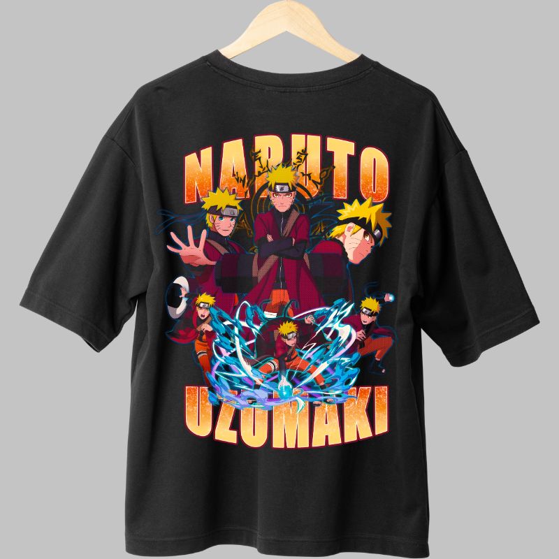 Tricou Anime Naruto Uzumaki negru spate