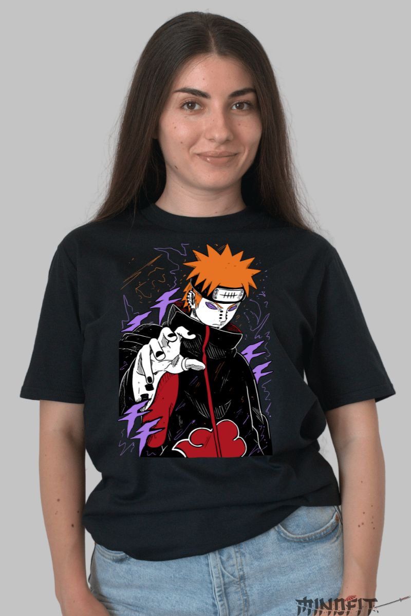 Tricou Anime Naruto "You Need To Understand Pain" dama negru fata