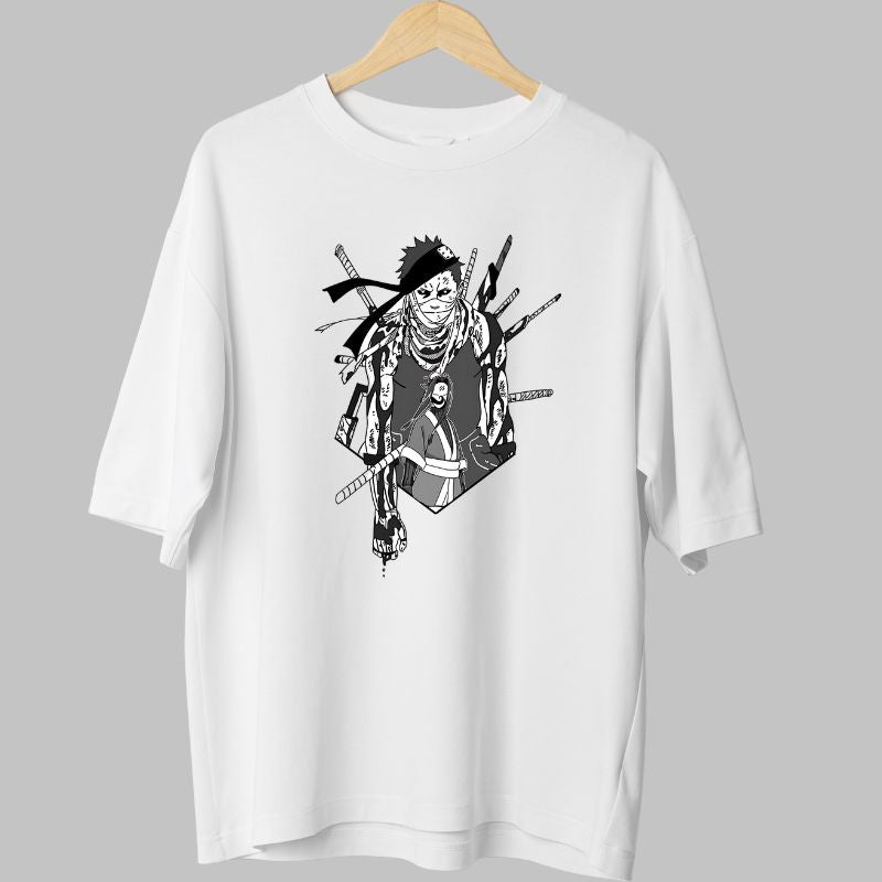 Tricou Anime Naruto Zabuza Creepy alb fata