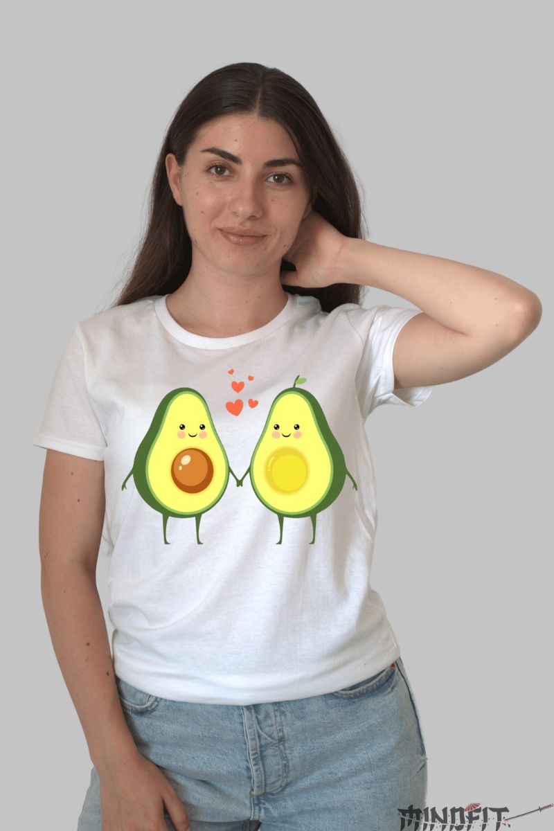 Tricou Avocado Couple dama alb fata