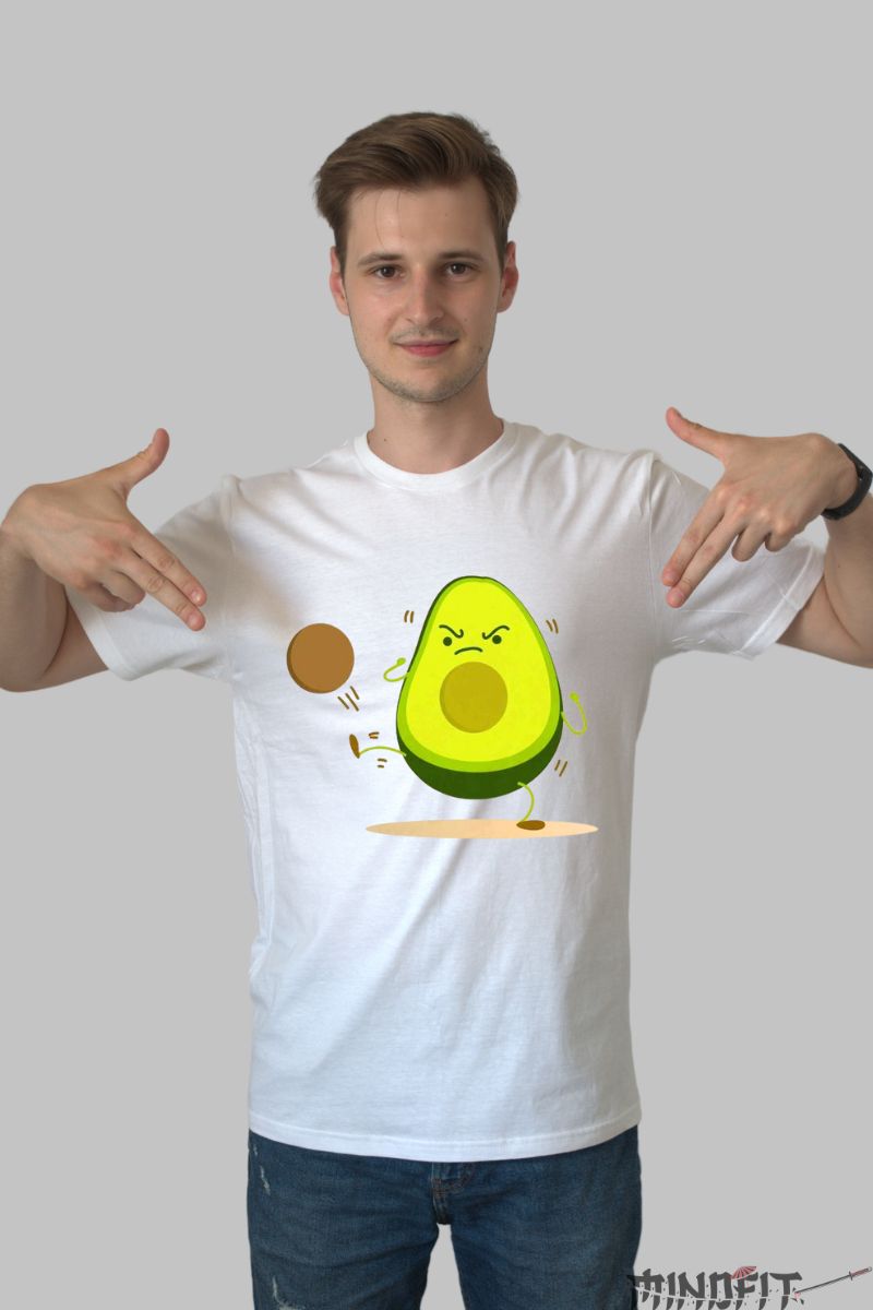 Tricou Avocado Furios barbat alb fata