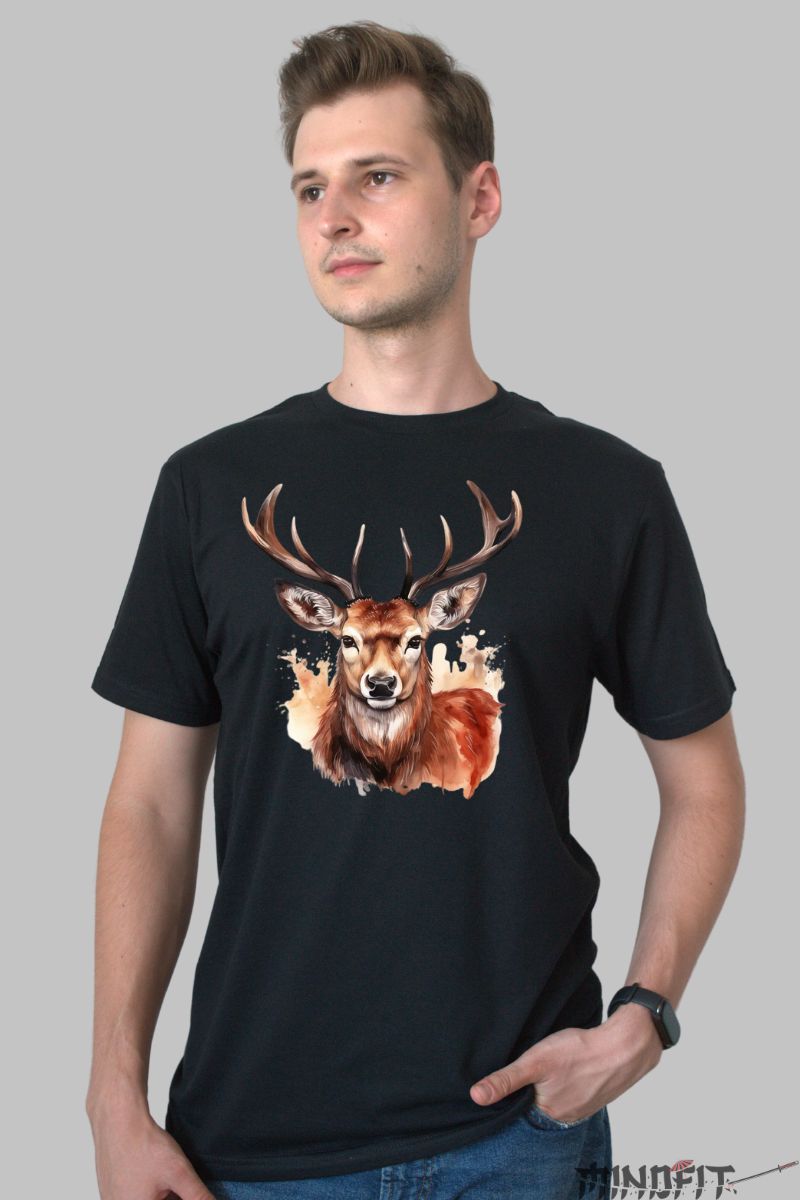 Tricou Cerb Impunator barbat negru fata