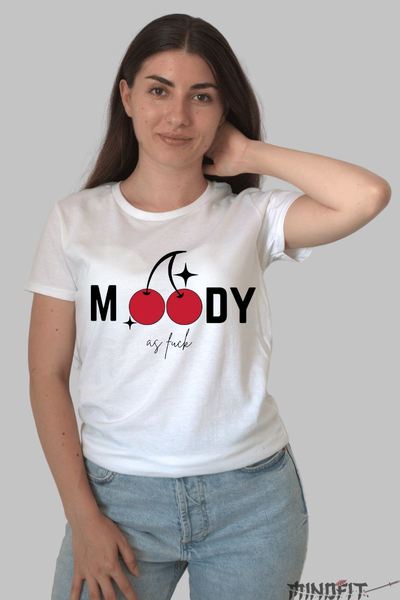 Tricou Cherry Mood dama alb fata