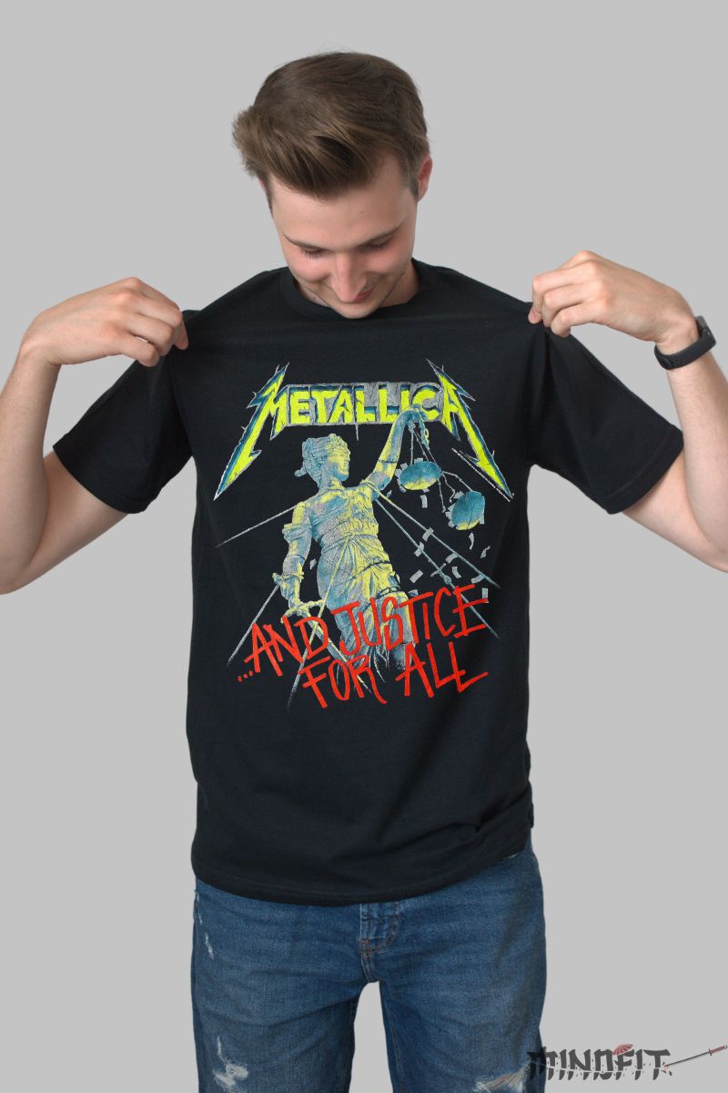 Tricou Cu Metallica And Justice For All barbat negru