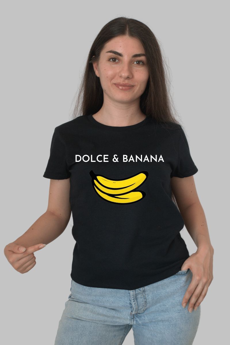 Tricou Dolce Banana dama negru fata