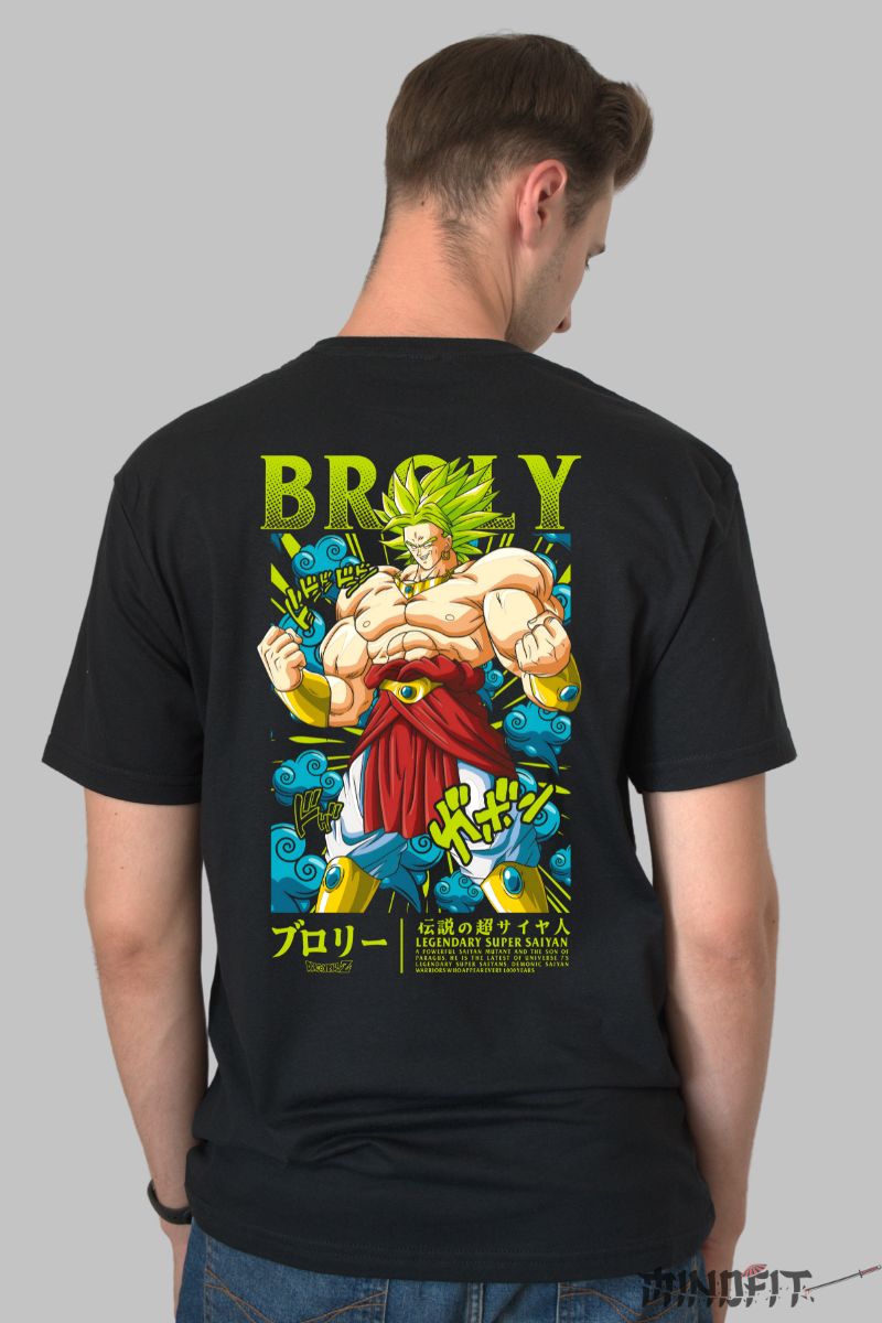 Tricou Anime Dragon Ball Broly The Legendary barbat negru spate