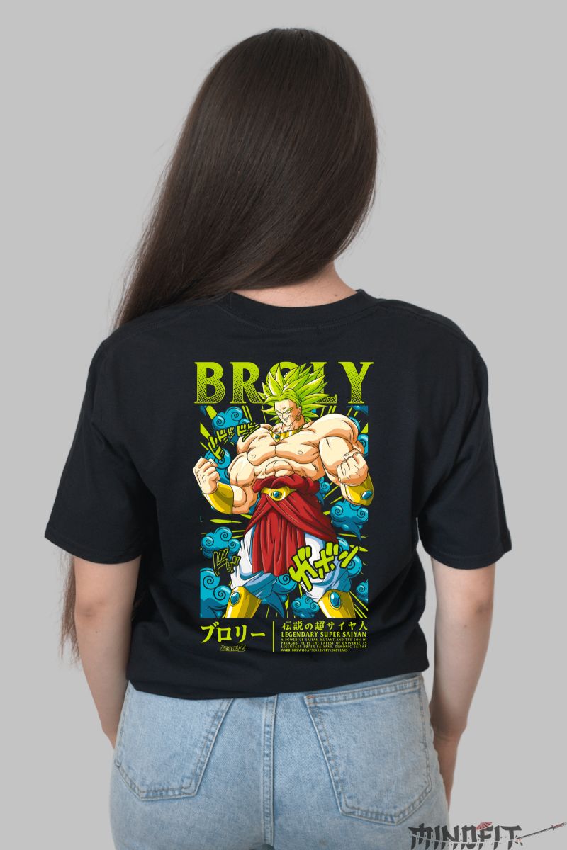 Tricou Anime Dragon Ball Broly The Legendary dama negru spate