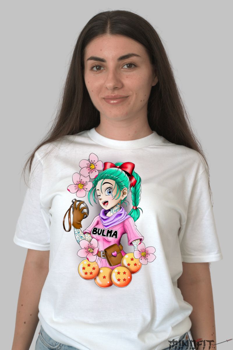 Tricou Dragon Ball Bulma Cute dama alb fata
