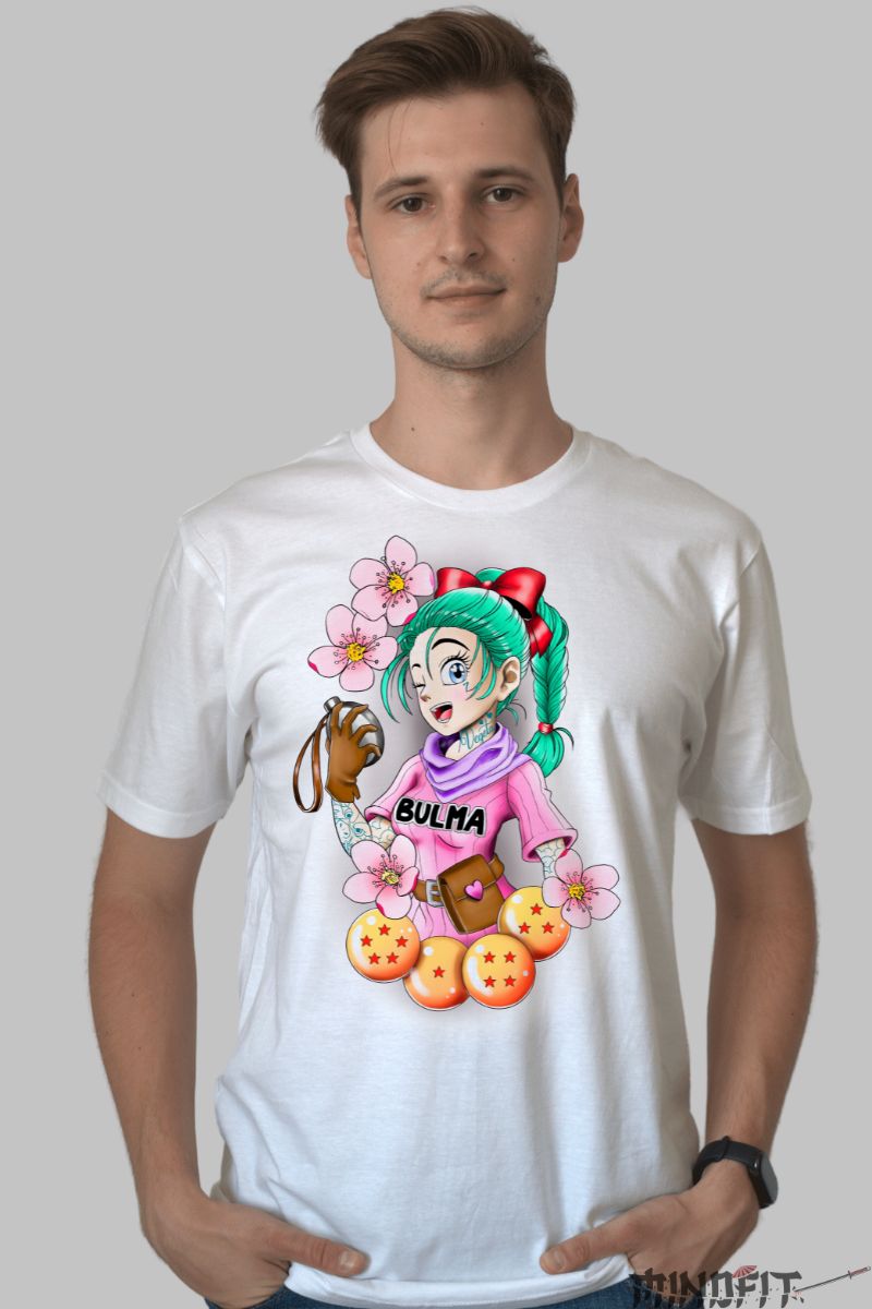 Tricou Dragon Ball Bulma Cute barbat alb fata