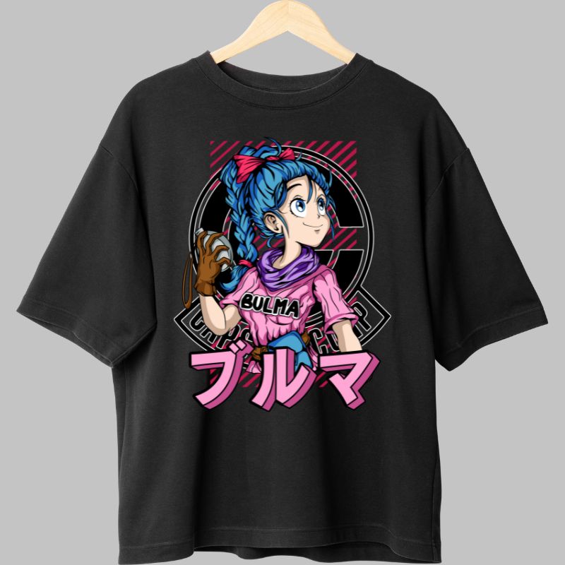 Tricou Dragon Ball Bulma Rosa negru fata