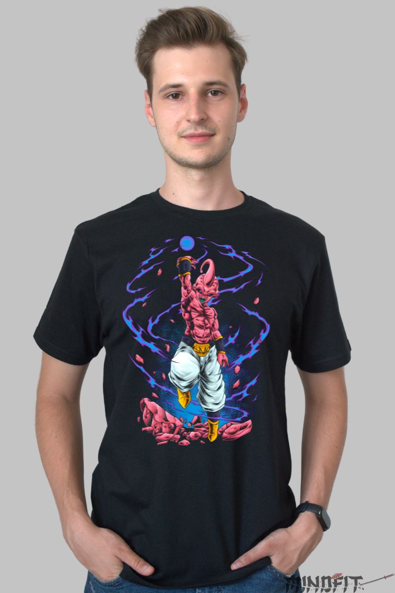 Tricou Dragon Ball Majin Buu Absolute Power barbat negru fata