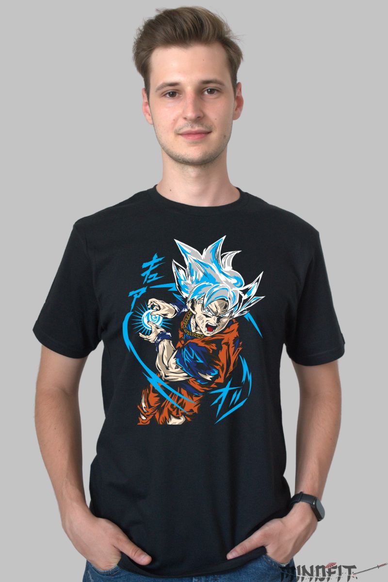 Tricou Dragon Ball Son Goku Angry barbat negru fata