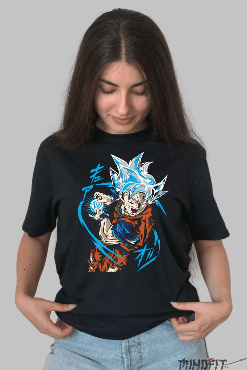 Tricou Dragon Ball Son Goku Angry dama negru fata