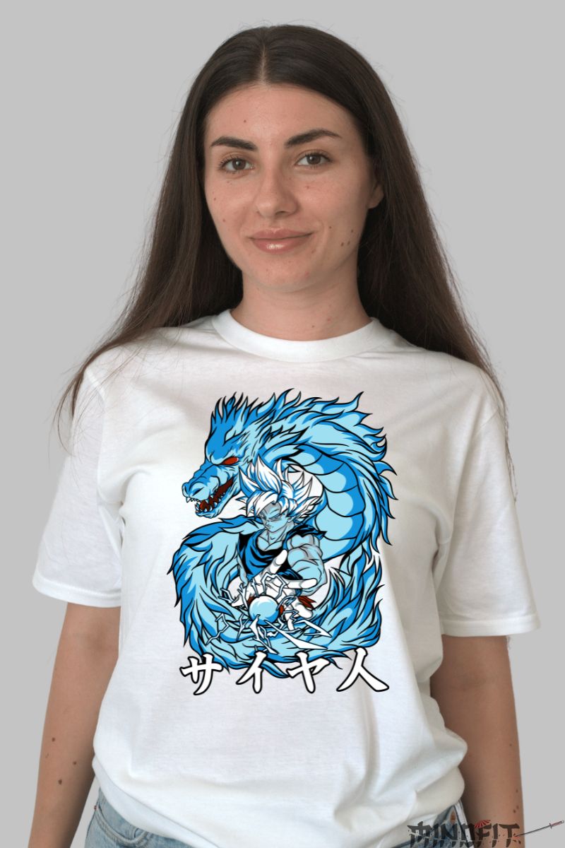Tricou Dragon Ball Son Goku Blue dama alb fata