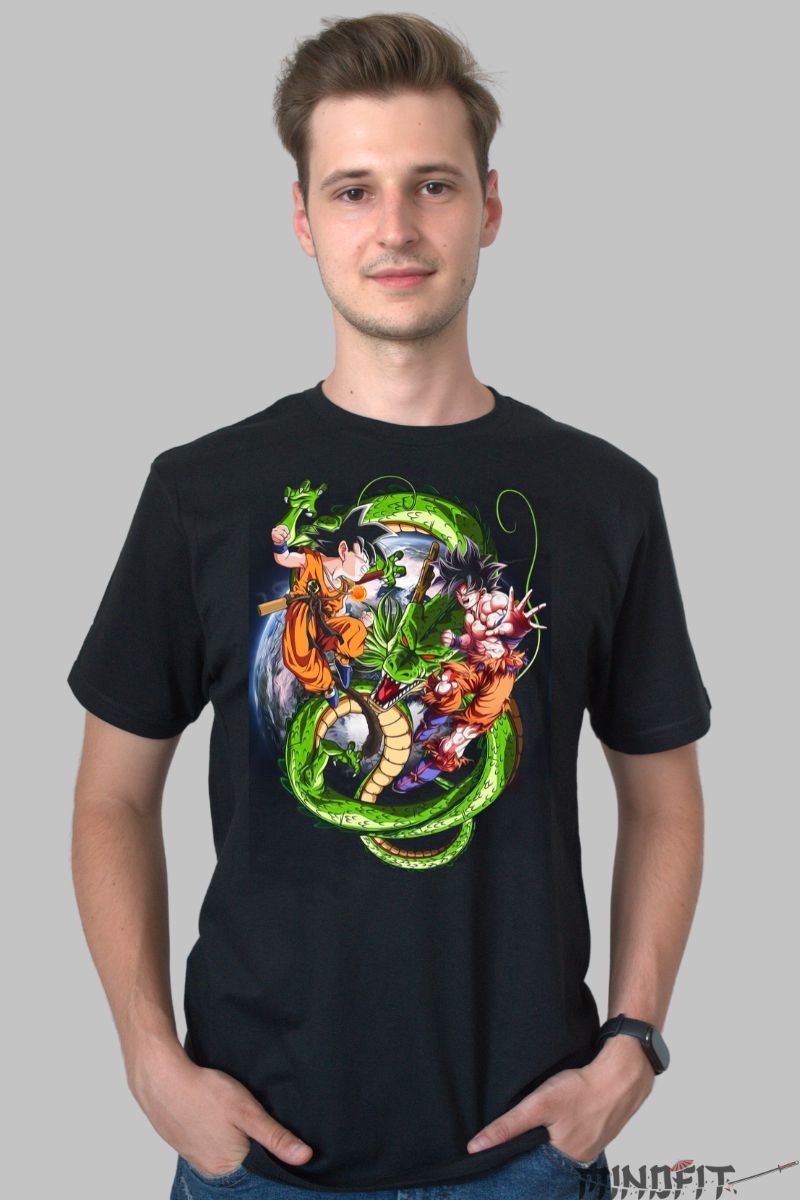 Tricou Dragon Ball Son Goku Duo barbat negru fata