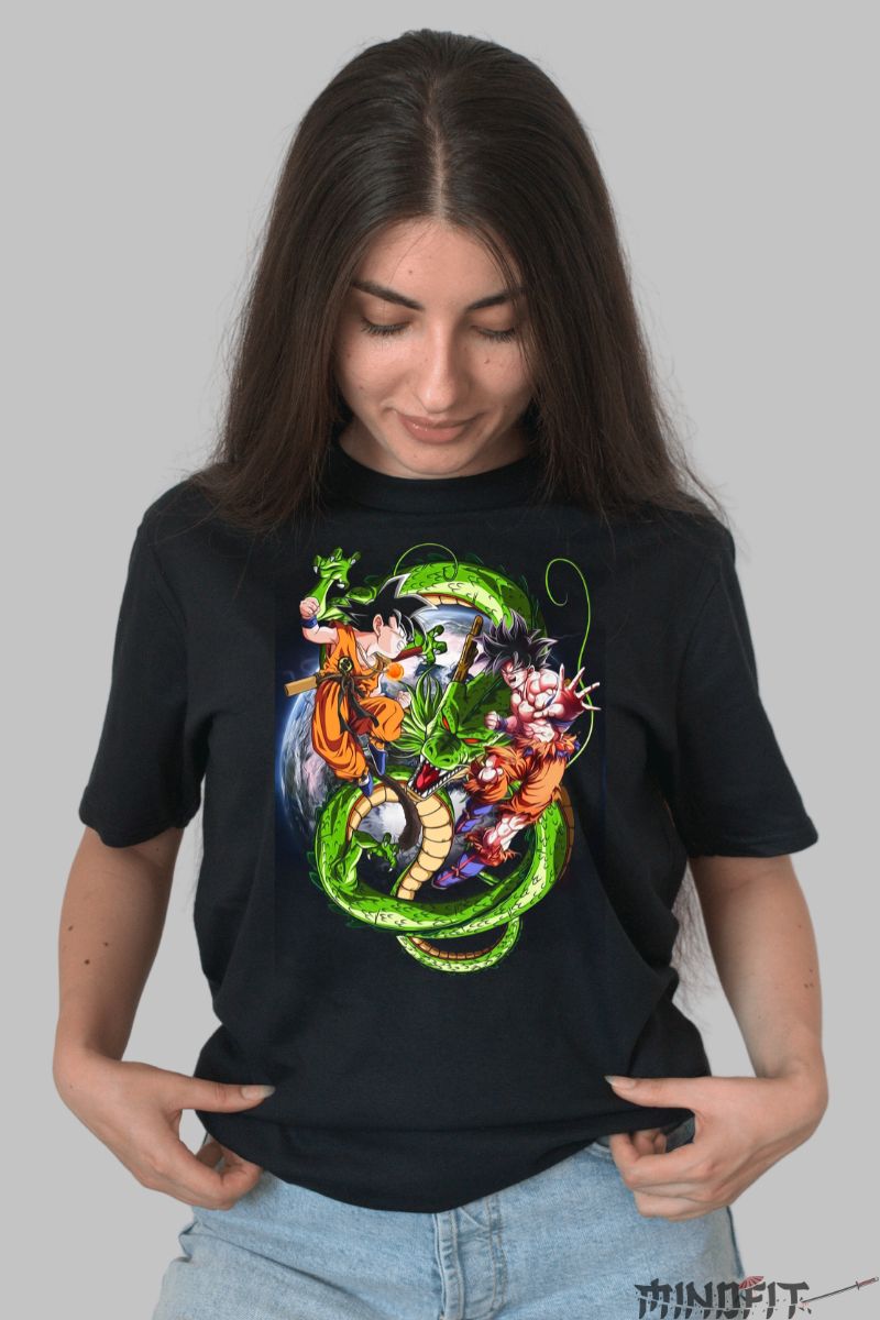 Tricou Dragon Ball Son Goku Duo dama negru fata