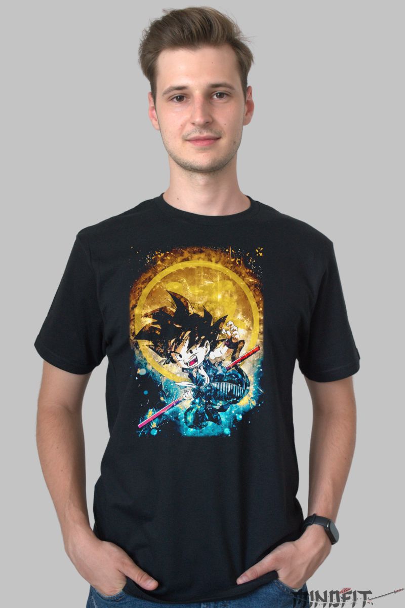 Tricou Dragon Ball Son Goku Kid barbat negru fata
