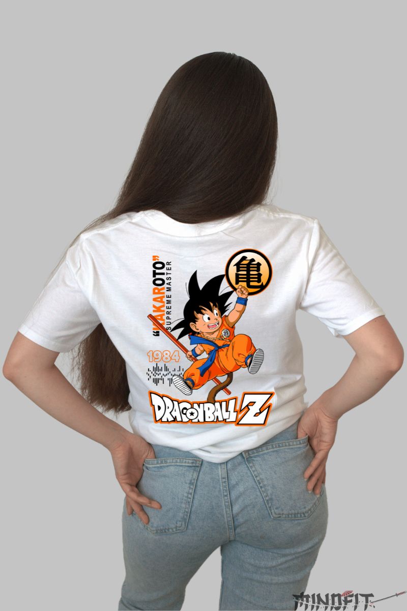 Tricou Dragon Ball Son Goku Supreme Master dama alb spate