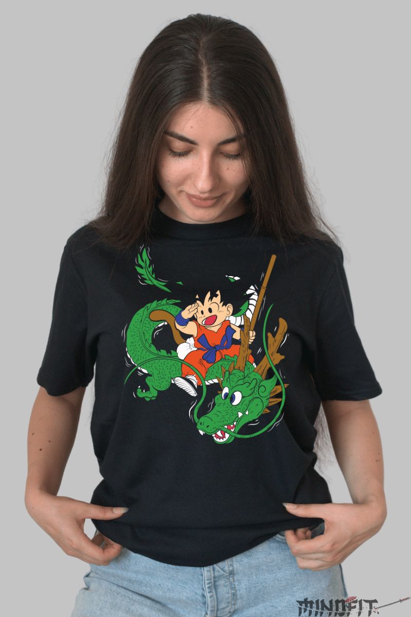 Tricou Dragon Ball Son Goku The Adventurer dama negru fata