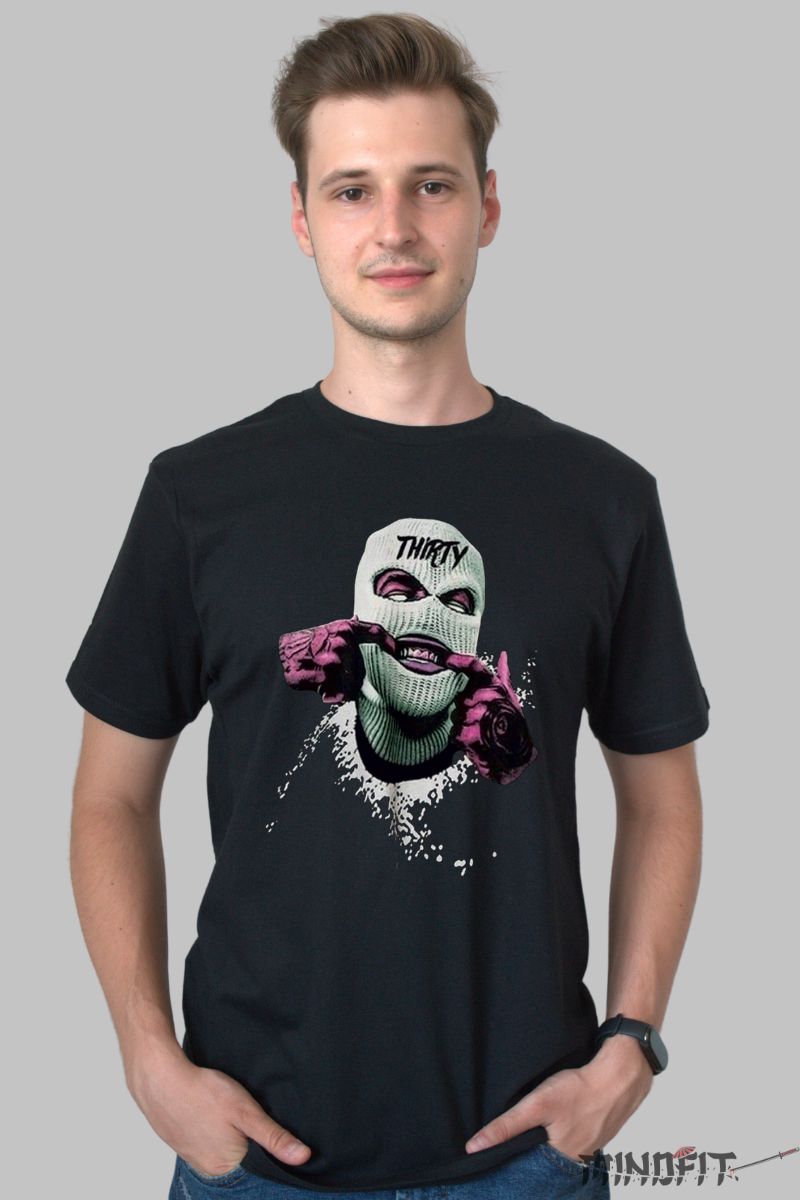 Tricou Fata cu Cagula barbat negru fata