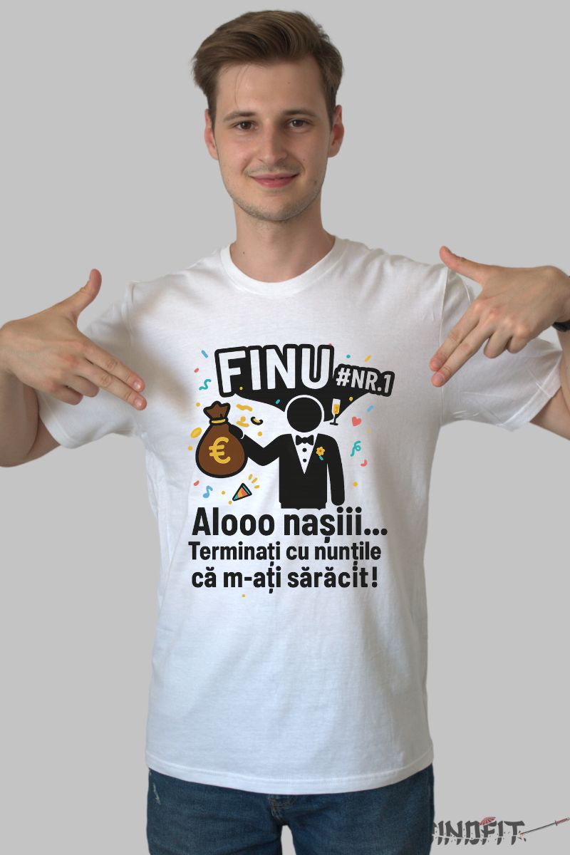 Tricou Finu Nr.1 – Alooo Nasiii! alb barbat