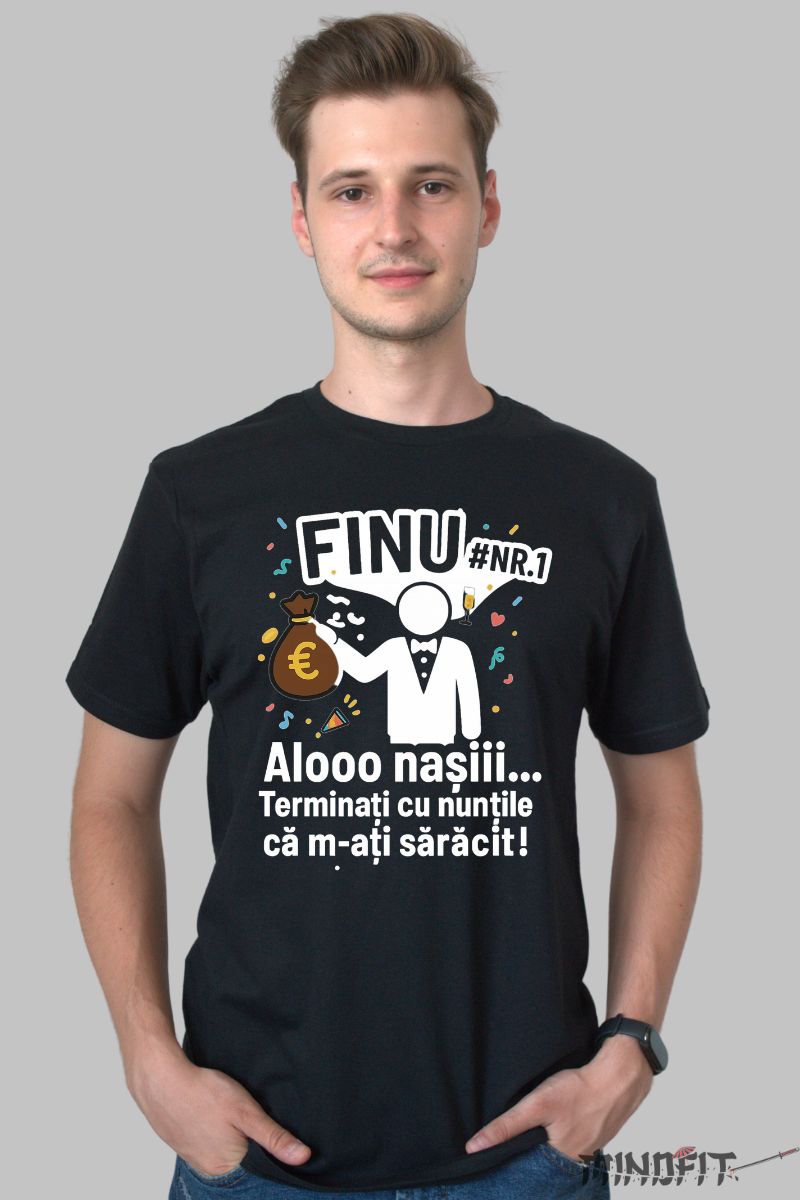 Tricou Finu Nr.1 – Alooo Nasiii! barbat negru