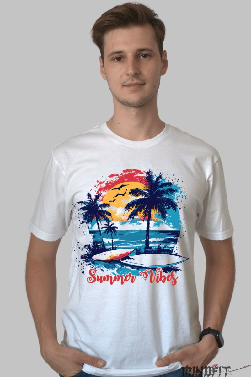 Tricou Hawaien barbat alb fata