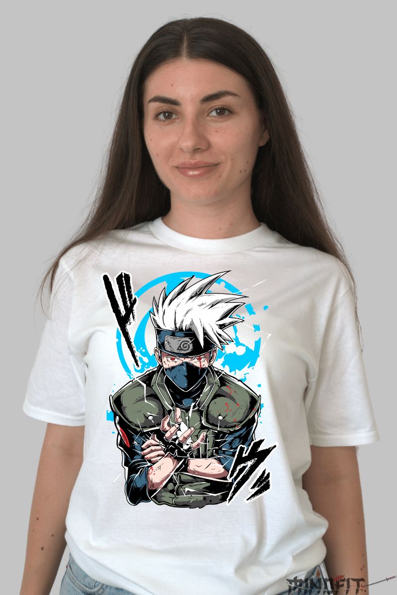 Tricou Kakashi Legendary Masked Ninja alb dama fata