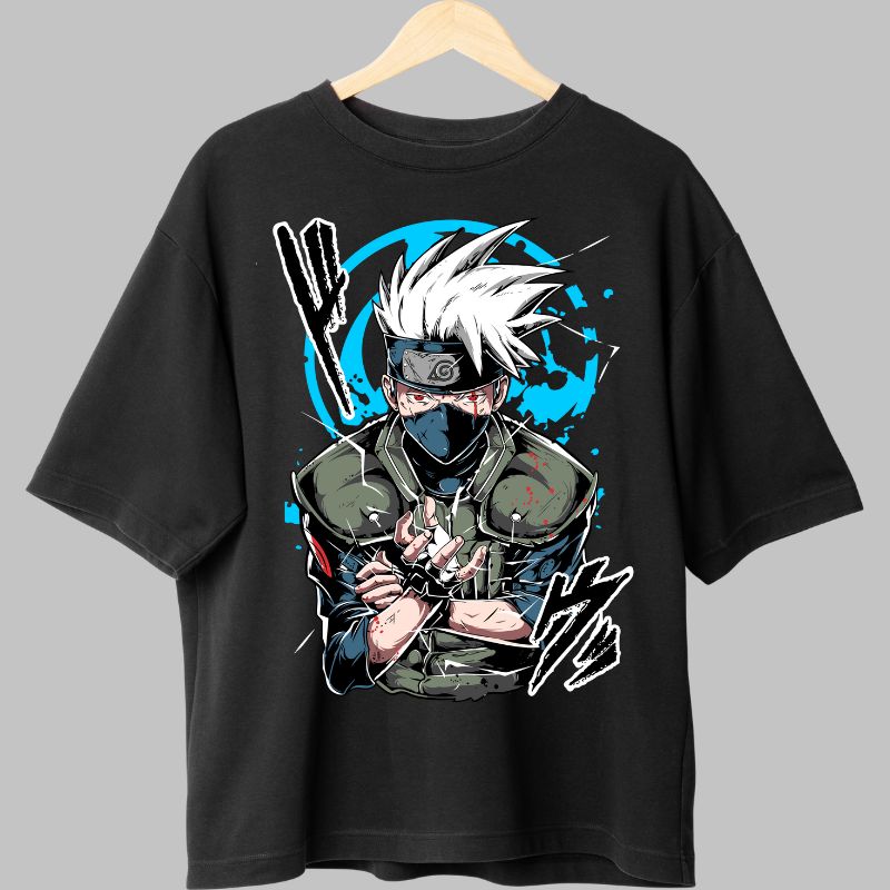 Tricou Kakashi Legendary Masked Ninja negru fata