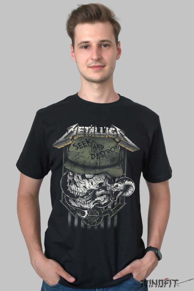 Tricou Metallica Army Skull barbat negru
