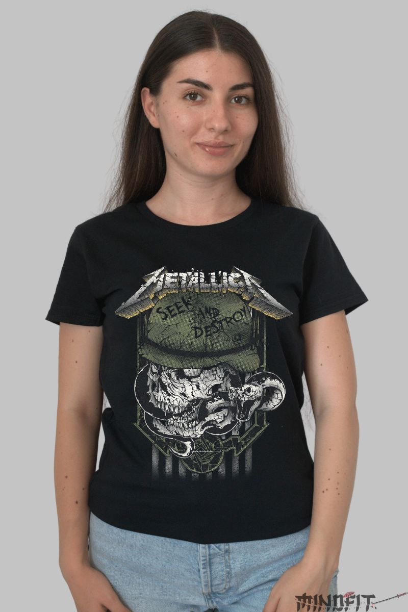 Tricou Metallica Army Skull dama negru