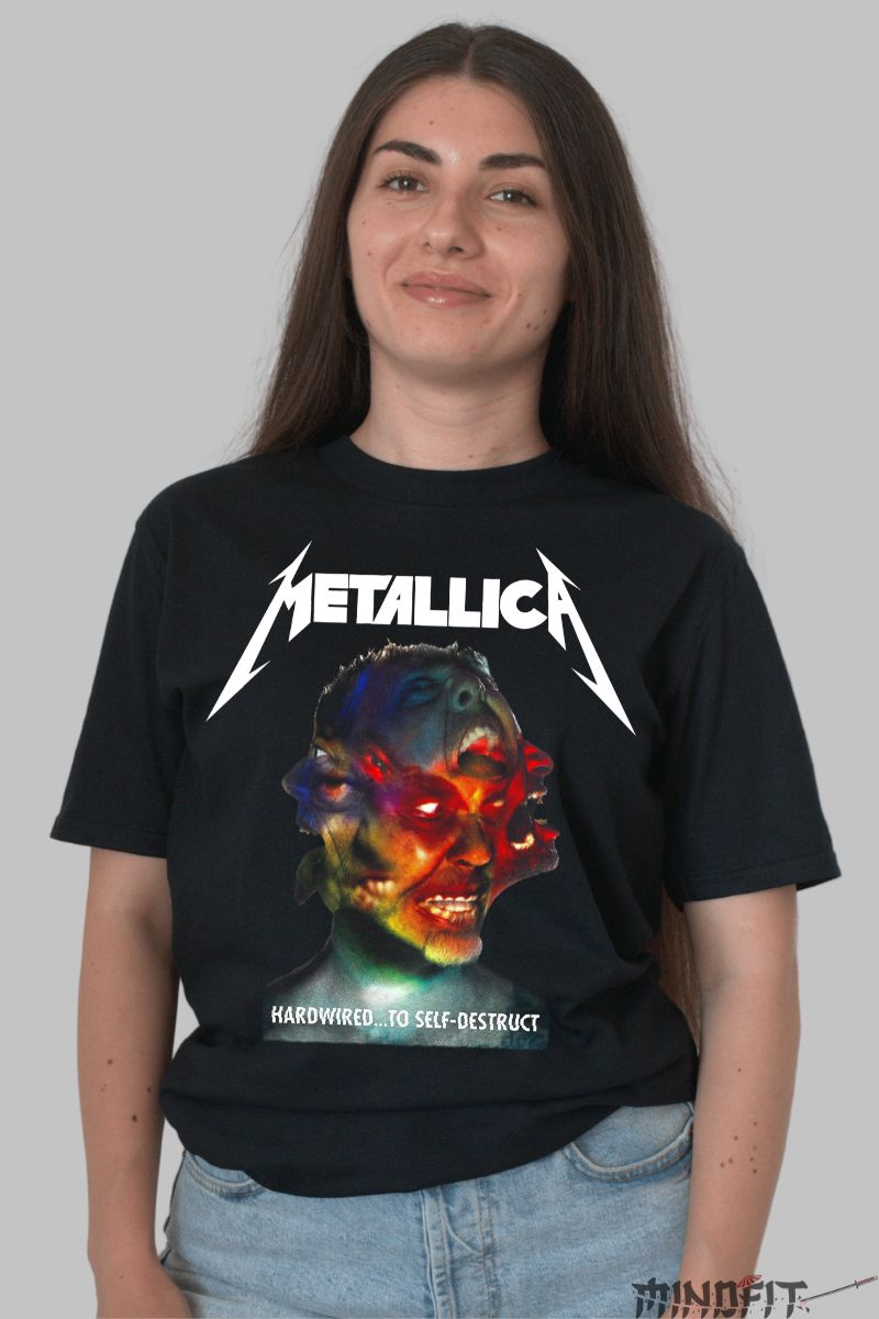 Tricou Metallica Furia Culorilor dama negru fata