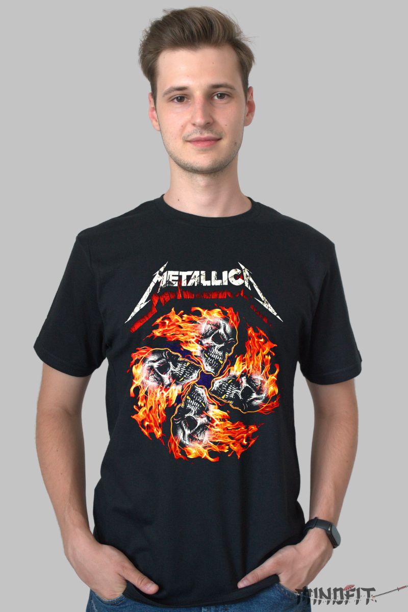 Tricou Metallica Inferno Skull barbat negru