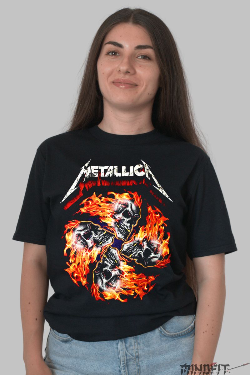Tricou Metallica Inferno Skull dama negru