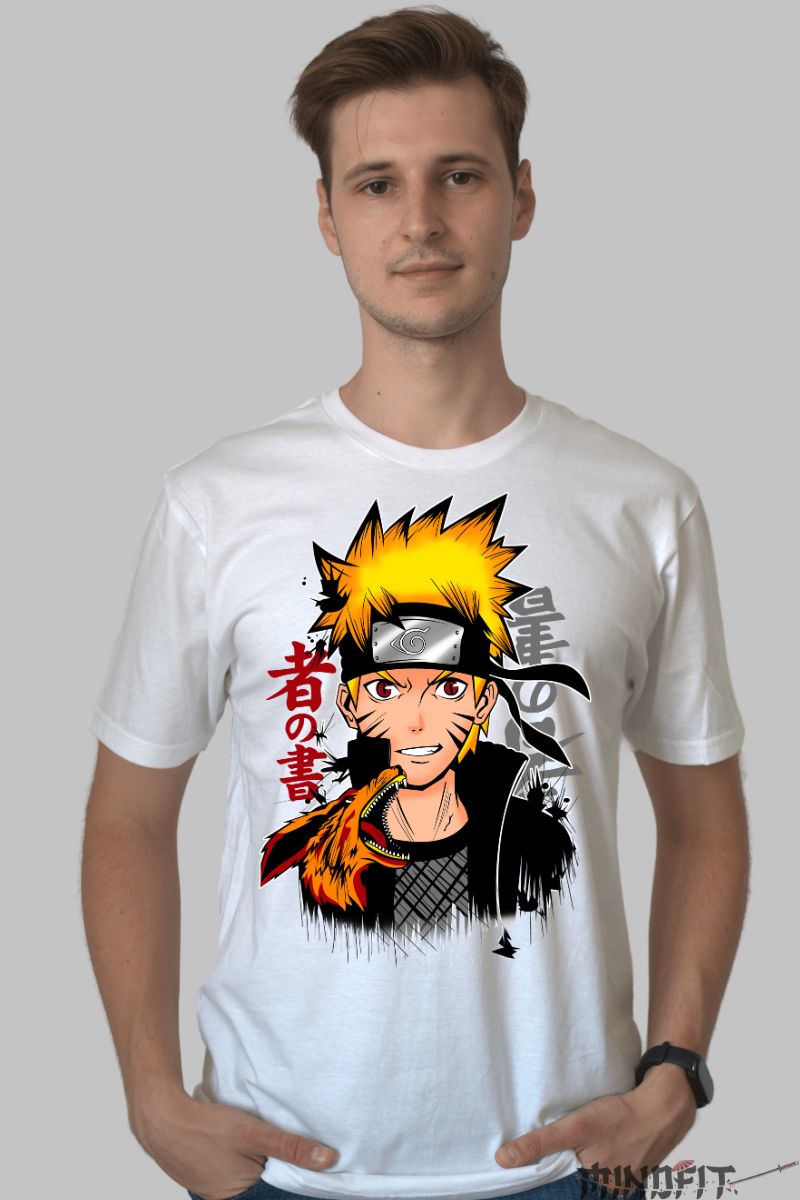 Tricou Naruto Anime Classic barbat alb fata
