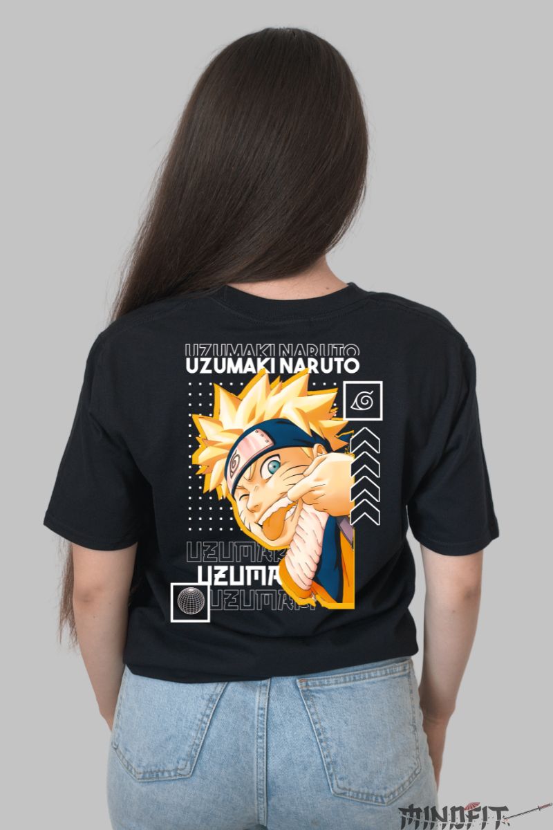 Tricou Naruto Childish dama negru spate