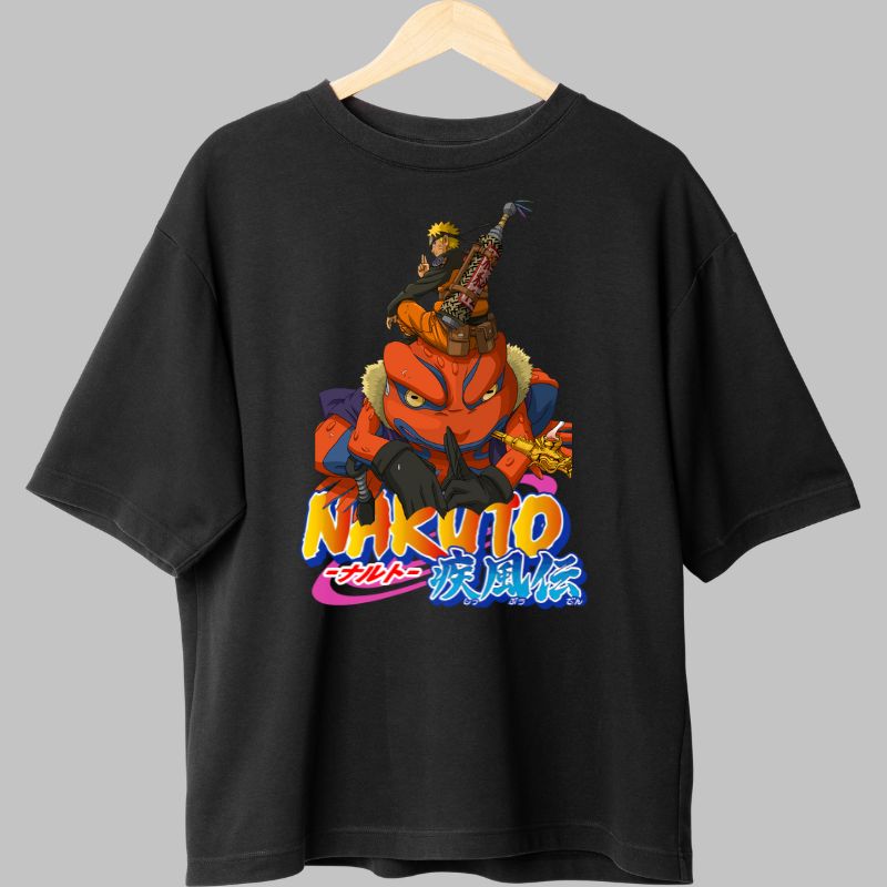 Tricou Naruto DUO Gamabunta & Gamakichi negru fata