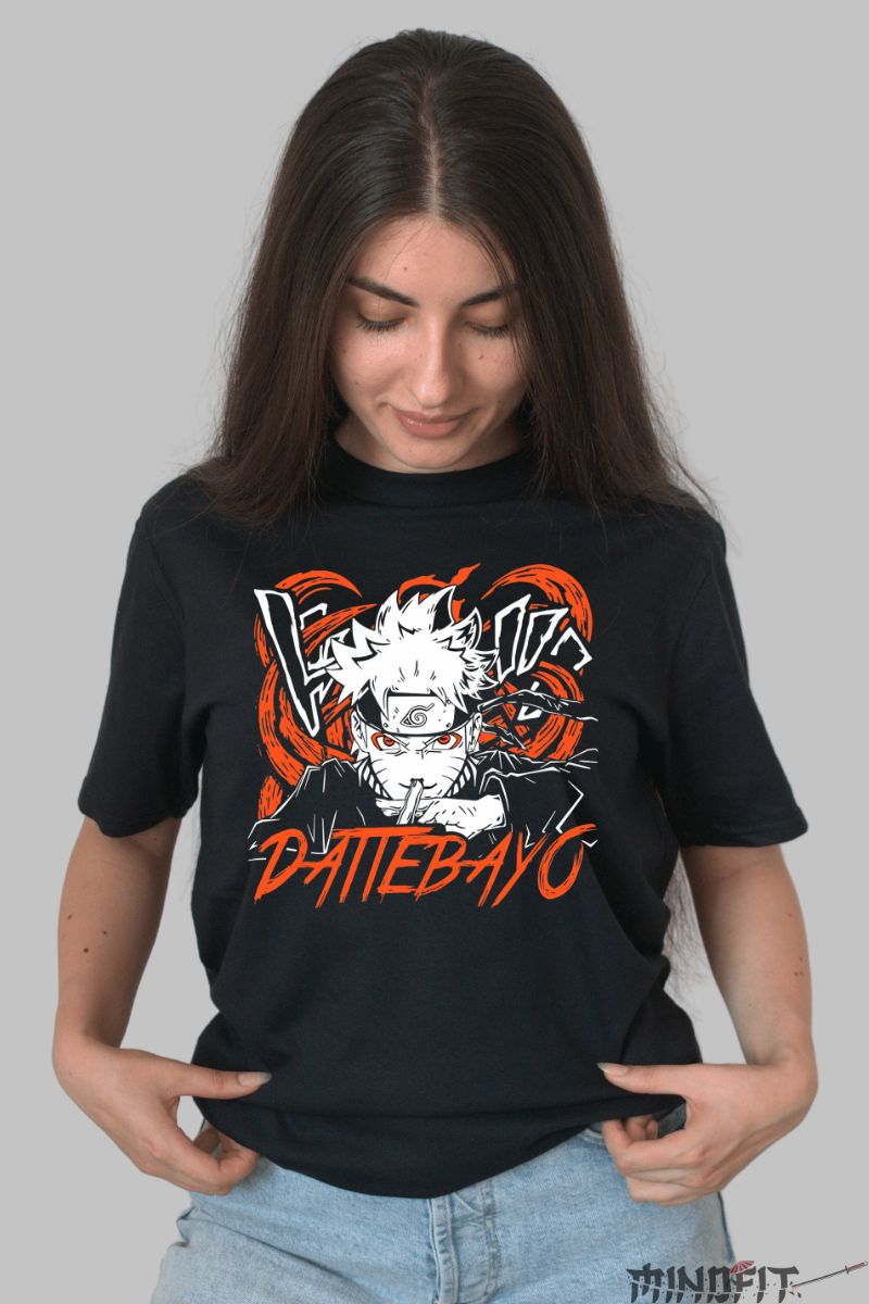 Tricou Naruto Dattebayo Energy dama negru fata