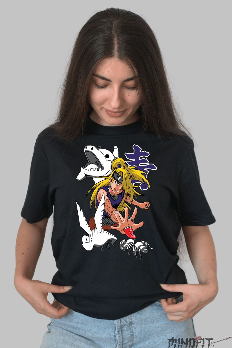 Tricou Naruto Deidara The Tamer dama negru fata