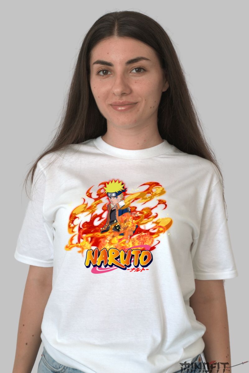 Tricou Naruto Fire dama alb fata