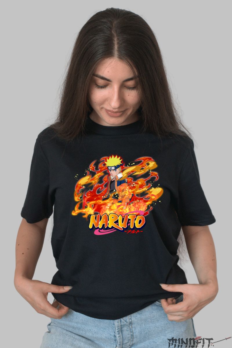 Tricou Naruto Fire dama negru fata