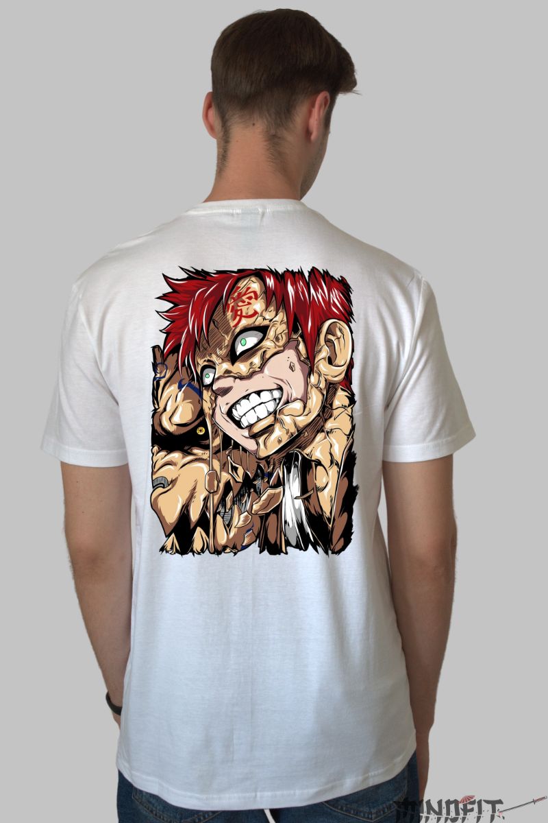 Tricou Naruto Gaara Absolute Power barbat alb spate