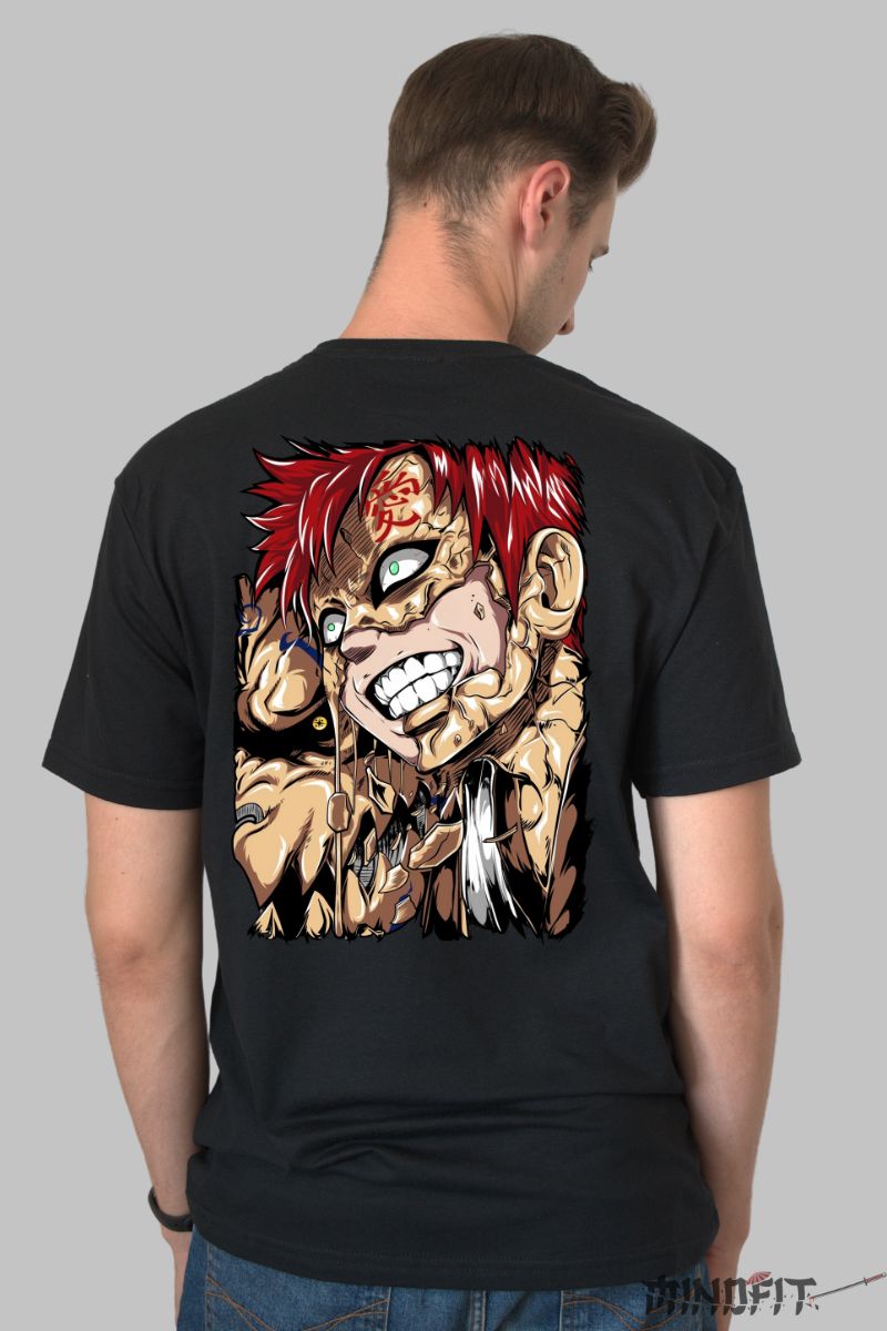 Tricou Naruto Gaara Absolute Power barbat negru spate
