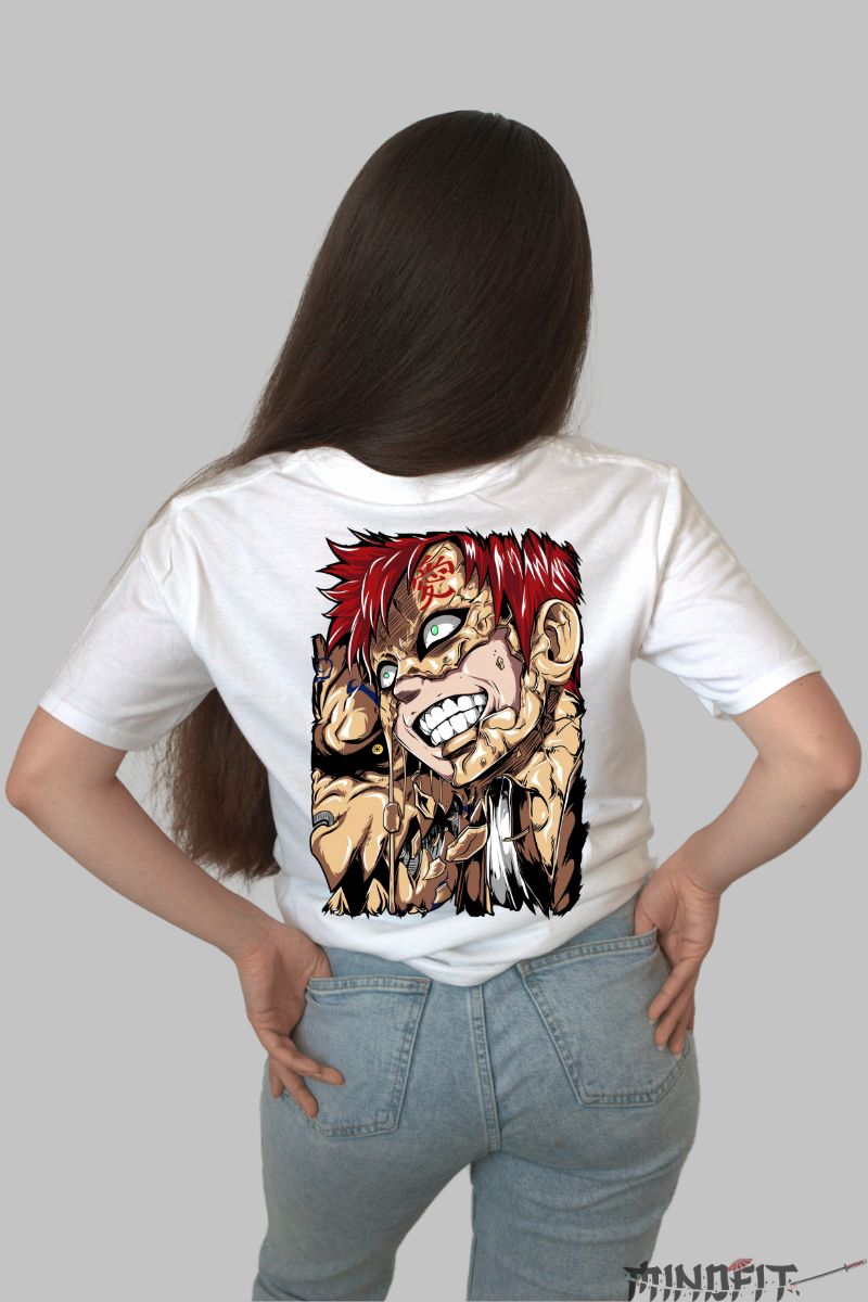 Tricou Naruto Gaara Absolute Power dama alb spate