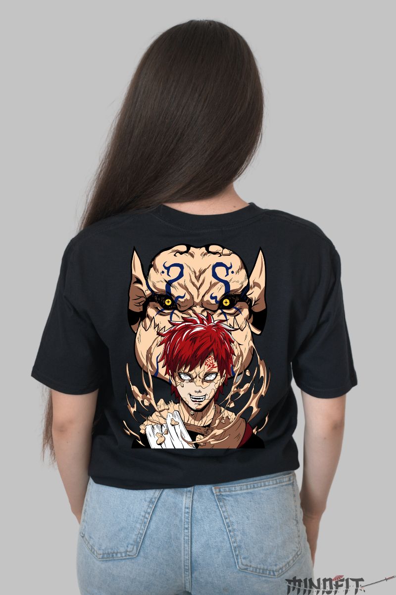 Tricou Naruto Gaara Desert Mania dama negru spate
