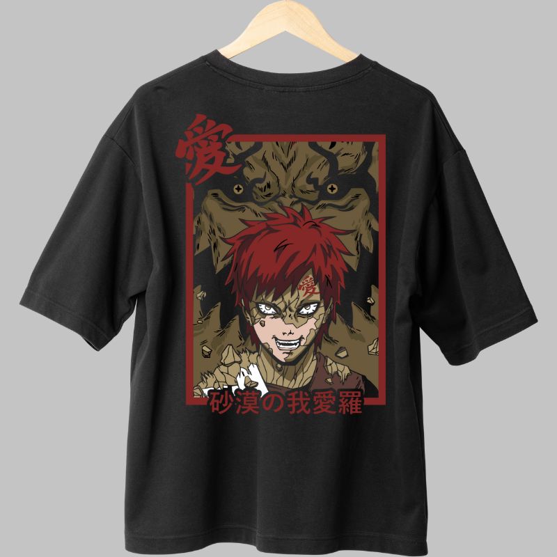 Tricou Naruto Gaara The Silent Fighter negru spate